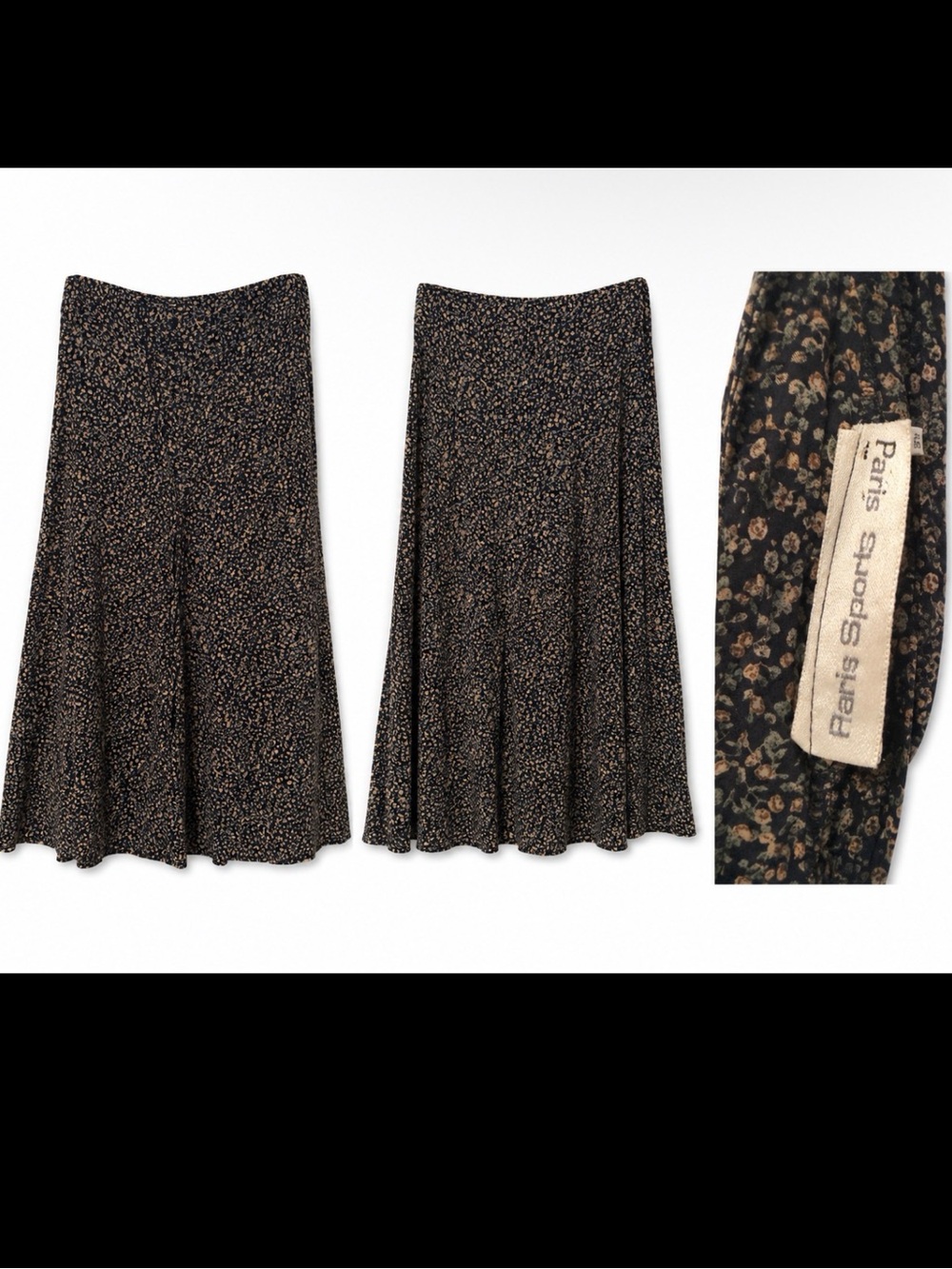 Black Floral A-Line Skirt